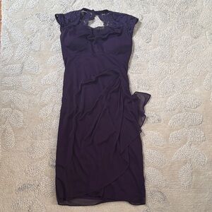Xscape Deep Purple Asymmetrical Dress
